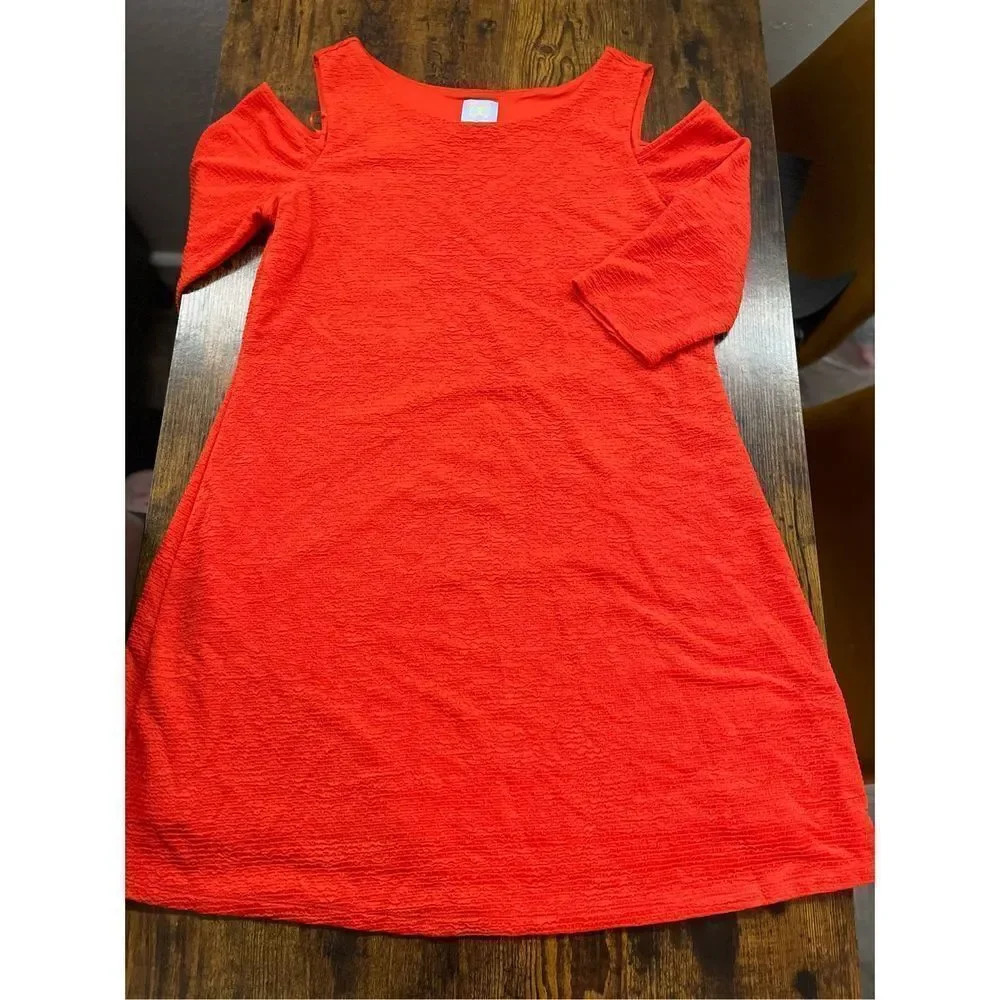 Cece Orange Textured Cold-Shoulder Sheath Dress
